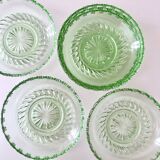 Art Deco glass bowl, 6 pieces, pastel green, bowl, dessert