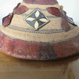 African hat "Fulani" in leather and braided rope 1900s