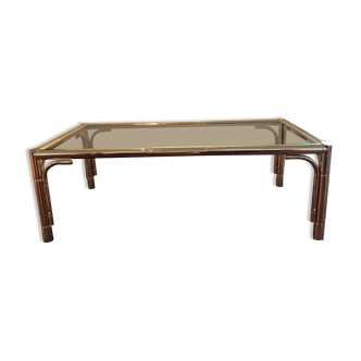 Glass et brass coffee table