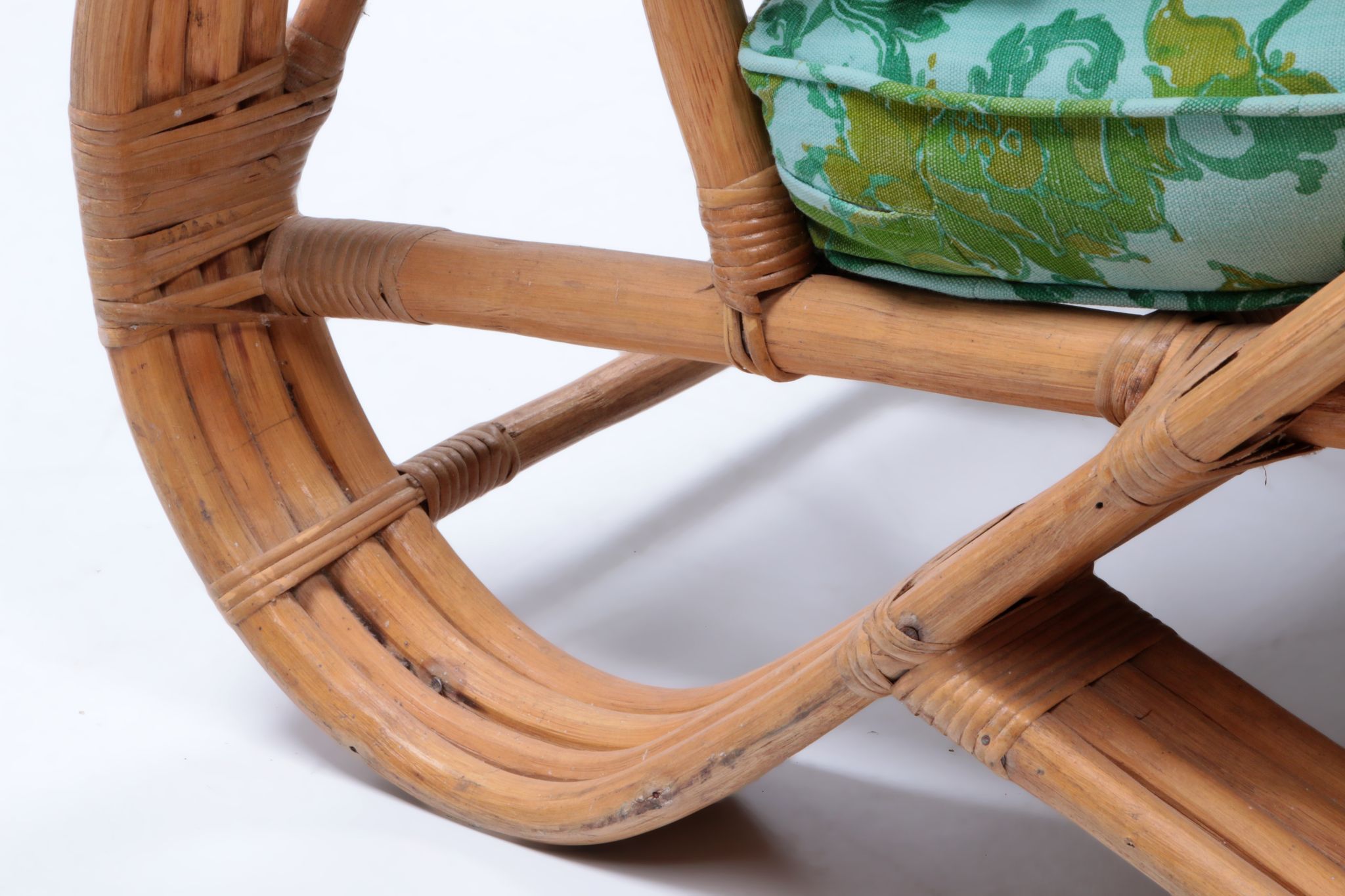 Vintage set of bamboo lounge armchairs and sofa with coffee table Paul Frankl, 1960s