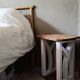 Handcrafted wood & white bedside tables, Mediterranean style (set/unit)
