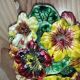 Vintage decorative object in ceramic majolica with pansy decoration – 1950s