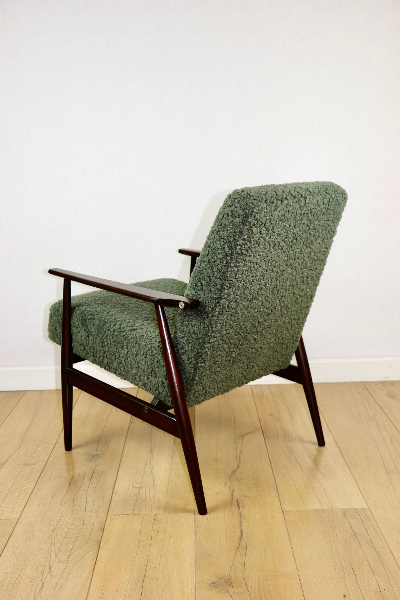 Armchair 'Lis', 1970s green boucle design by Henryk Lis - 2 pieces available
