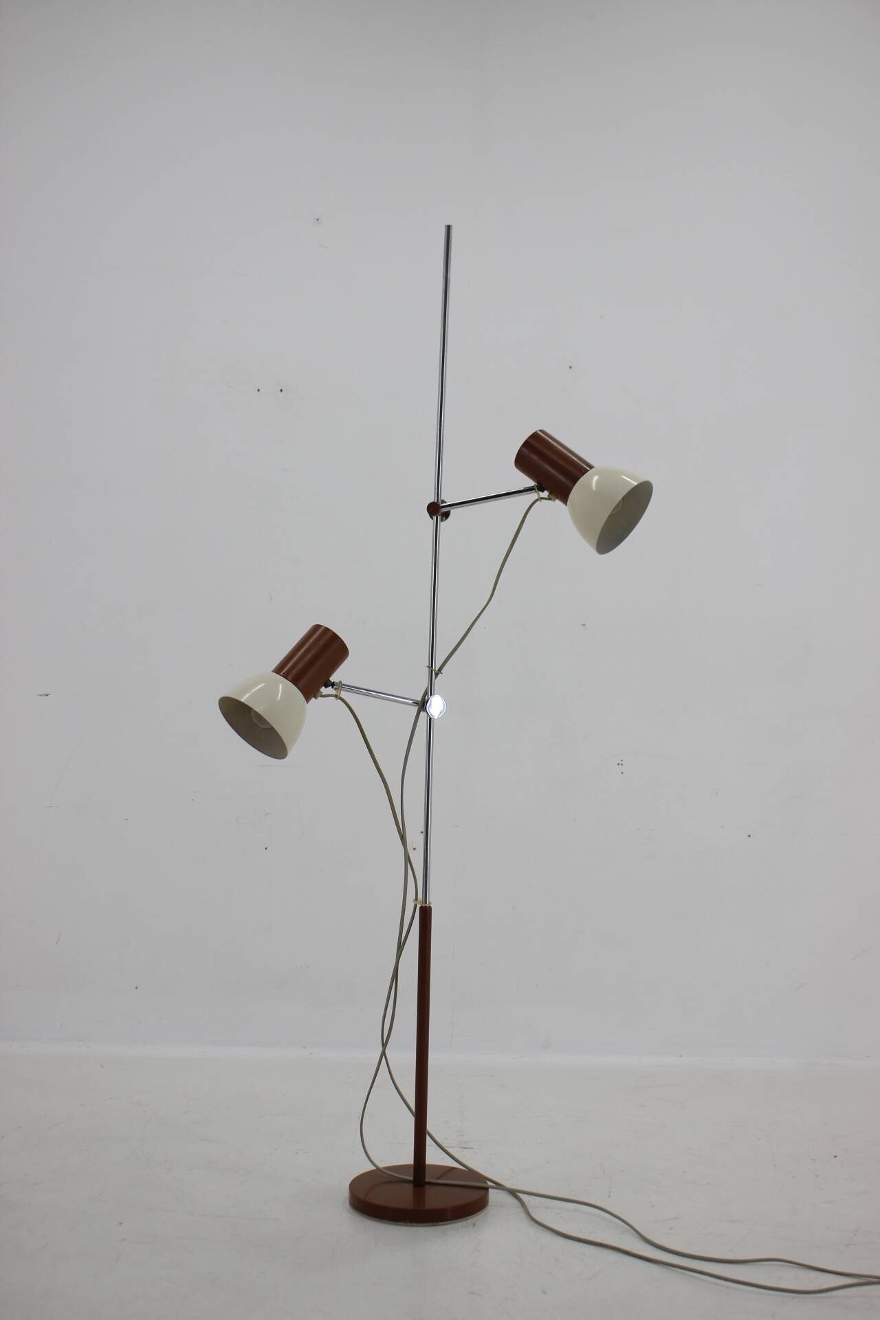 1970s chrome & metal adjustable floor lamp, czechoslovakia