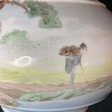 Pair of porcelain ball vases with cottage decor, late 19th century