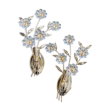 Pair of wall lamps bouquet of flowers