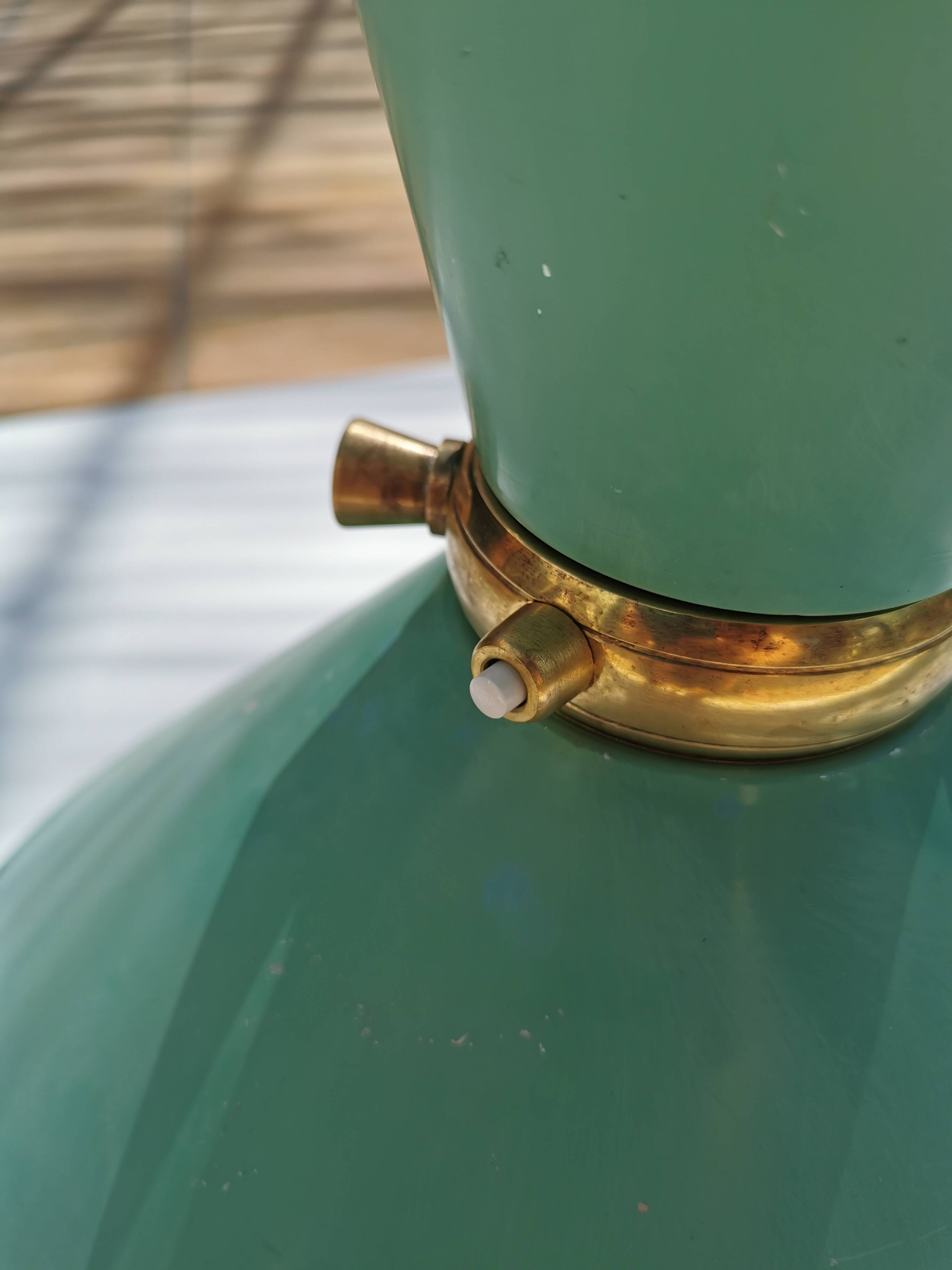 Large Diabolo Wall Lamp René Mathieu for Lunel water green color