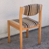 Suite of 4 chairs self beech brass and wool 1960