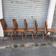 (Lot) 5 vintage wooden chairs attributed to Baumann (to be restored)