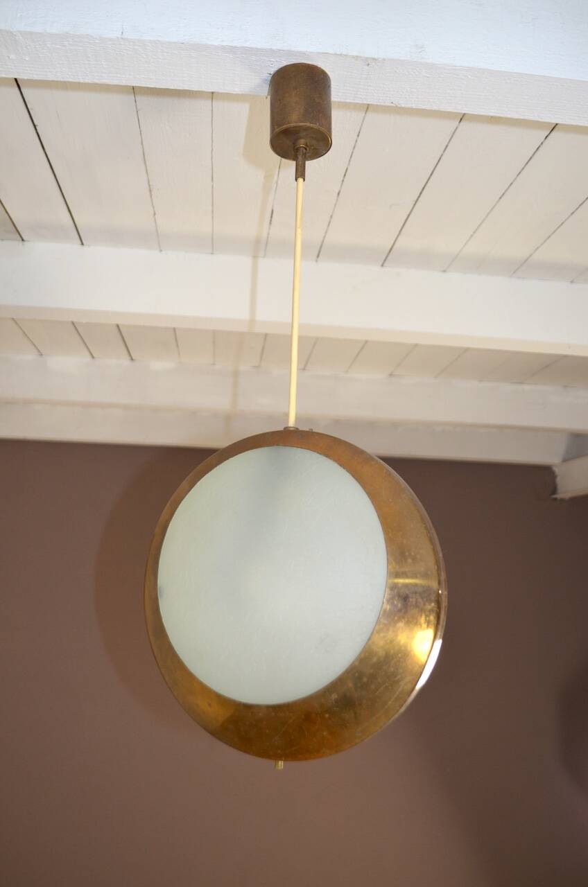 Stilnovo Pendant Lamp Model "1205" 1960s, Vintage 1960s Brass Chandelier