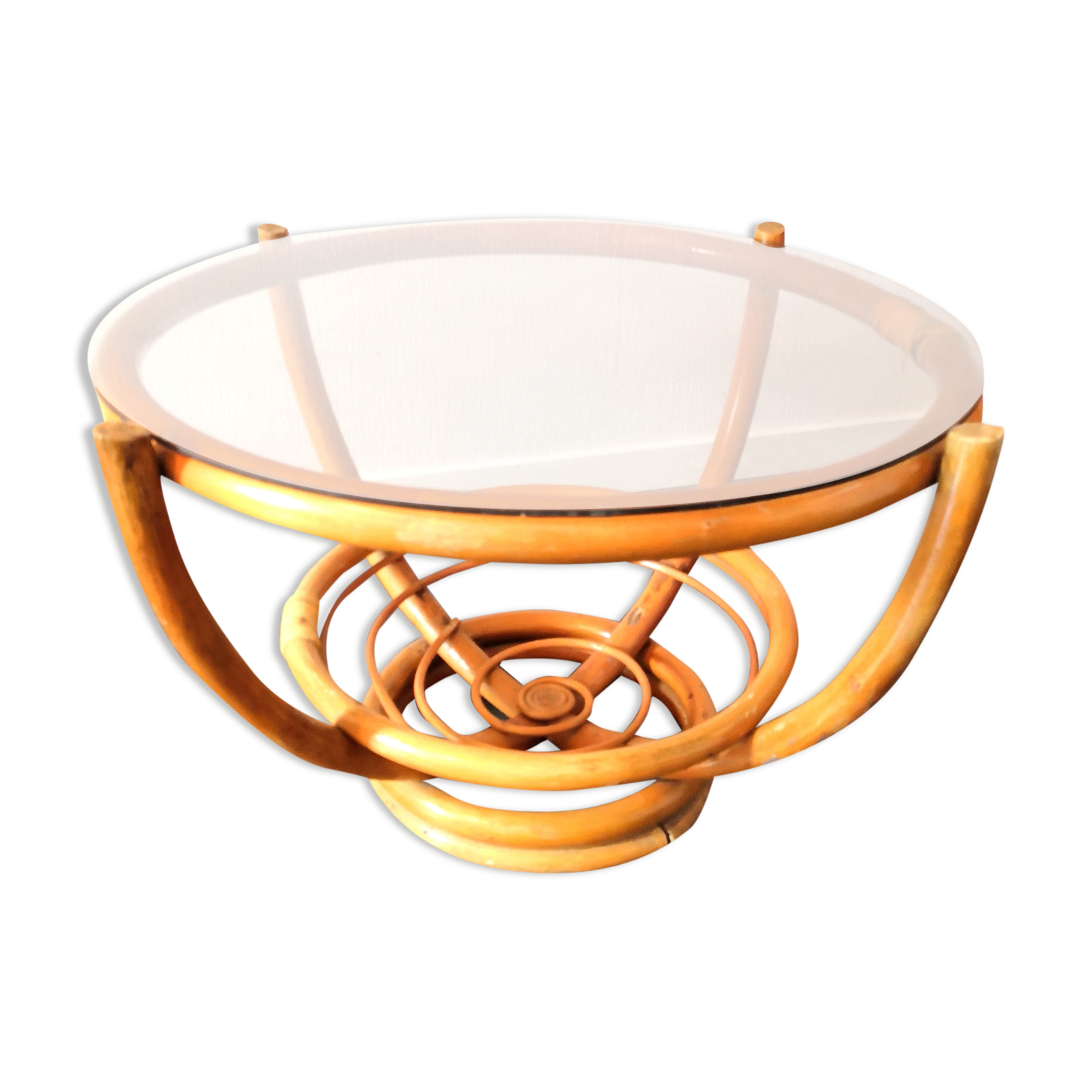 Bamboo coffee table and glass design 60s - 70s