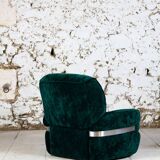 Fauteuil en velours vert "spage age" par Beka, 1970