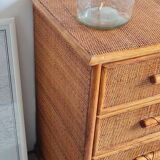 Vintage rattan chest of drawers circa 70s
