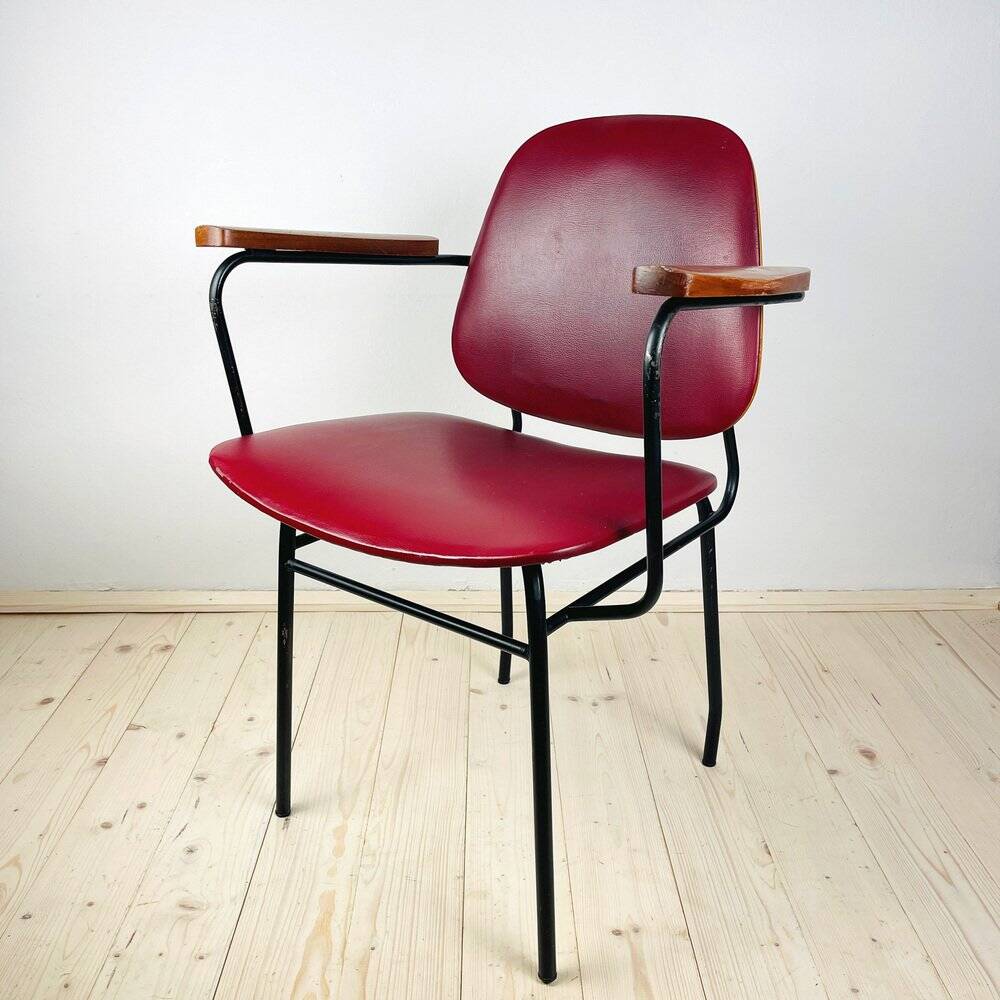 Mid-century red dining chair, Italy, 1960s