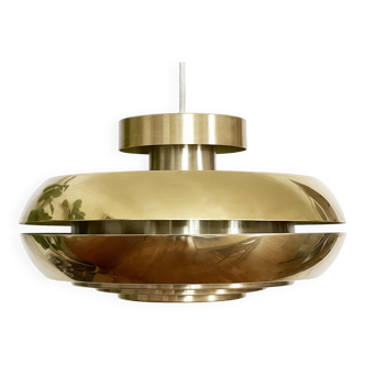 Golden aluminium pendant light by T. Røste & co. Norway 1960s