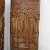 Two carved bamboo pots, pair of brush pots China late 19th early 20th century