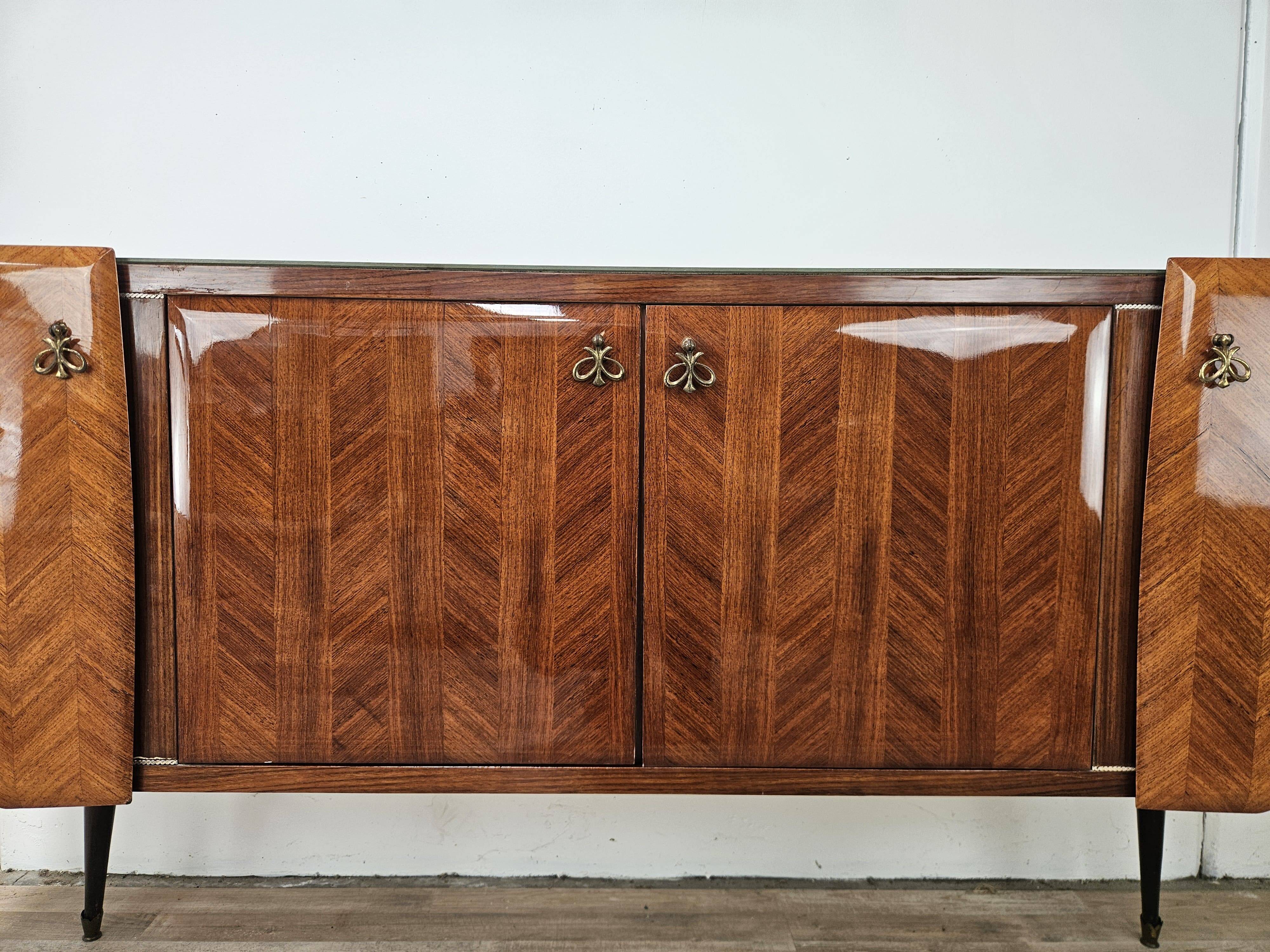 Enfilade en acajou avec plateau en verre