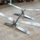 Vintage brushed steel coffee table and thick glass top - italian design