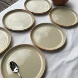 6 Plates dessert Beige sandstone red edge diameter 18cm