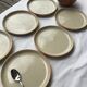 6 Plates dessert Beige sandstone red edge diameter 18cm