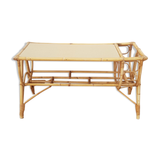 Vintage coffee table in rattan, wicker
