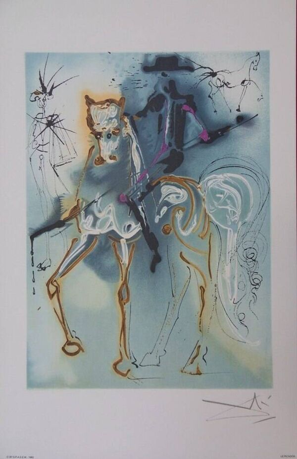 Salvador Dali : Les Chevaux, Le Picador - Lithographie signée