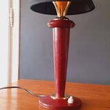 Lamp from the 40s/50s by Maison Lancel, covered in Bordeaux leather