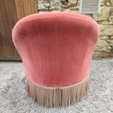 Fauteuil crapaud velours rose