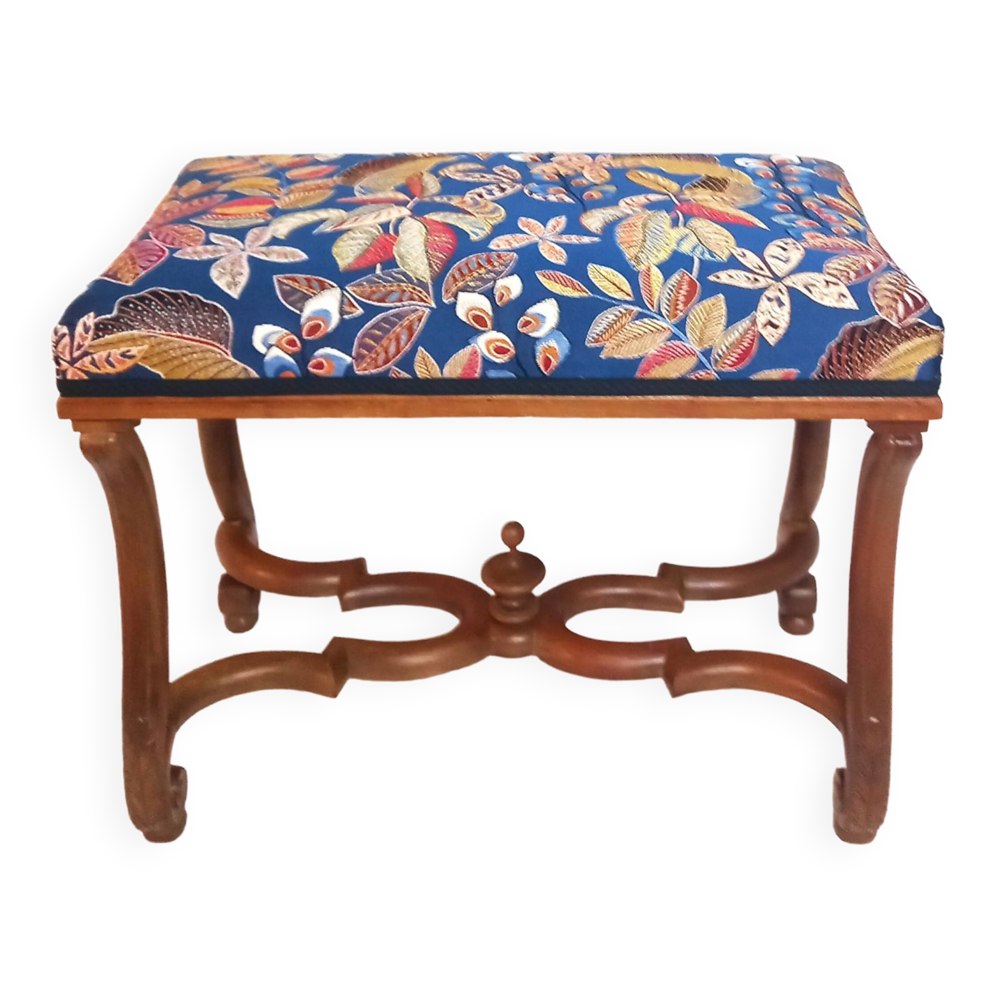 Colorful Louis XIV Style Bench with Sheep Bone Base