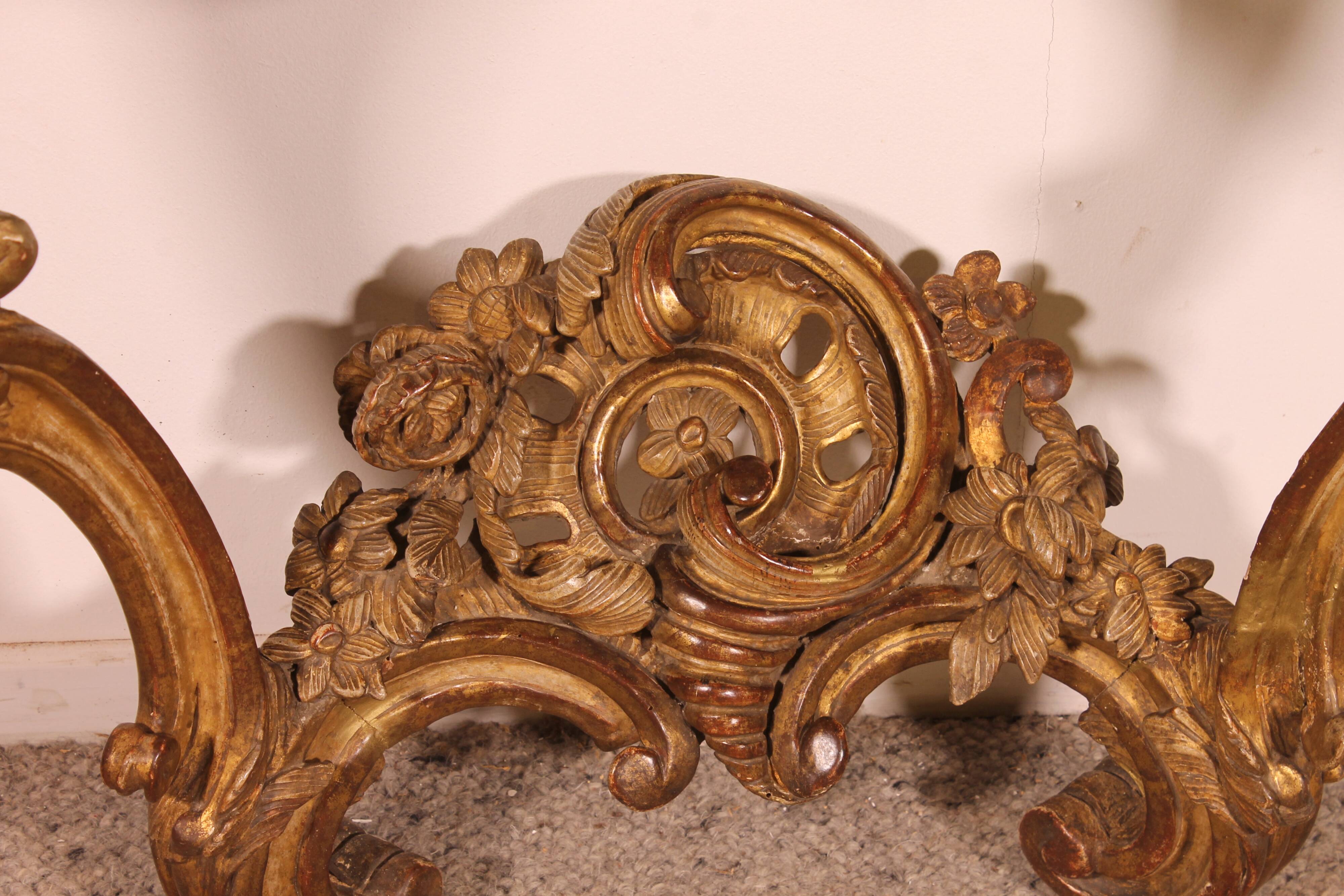 Louis XV period console in gilded wood