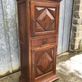 Solid oak wardrobe with 2 doors and 1 drawer in neo Louis XIII style.