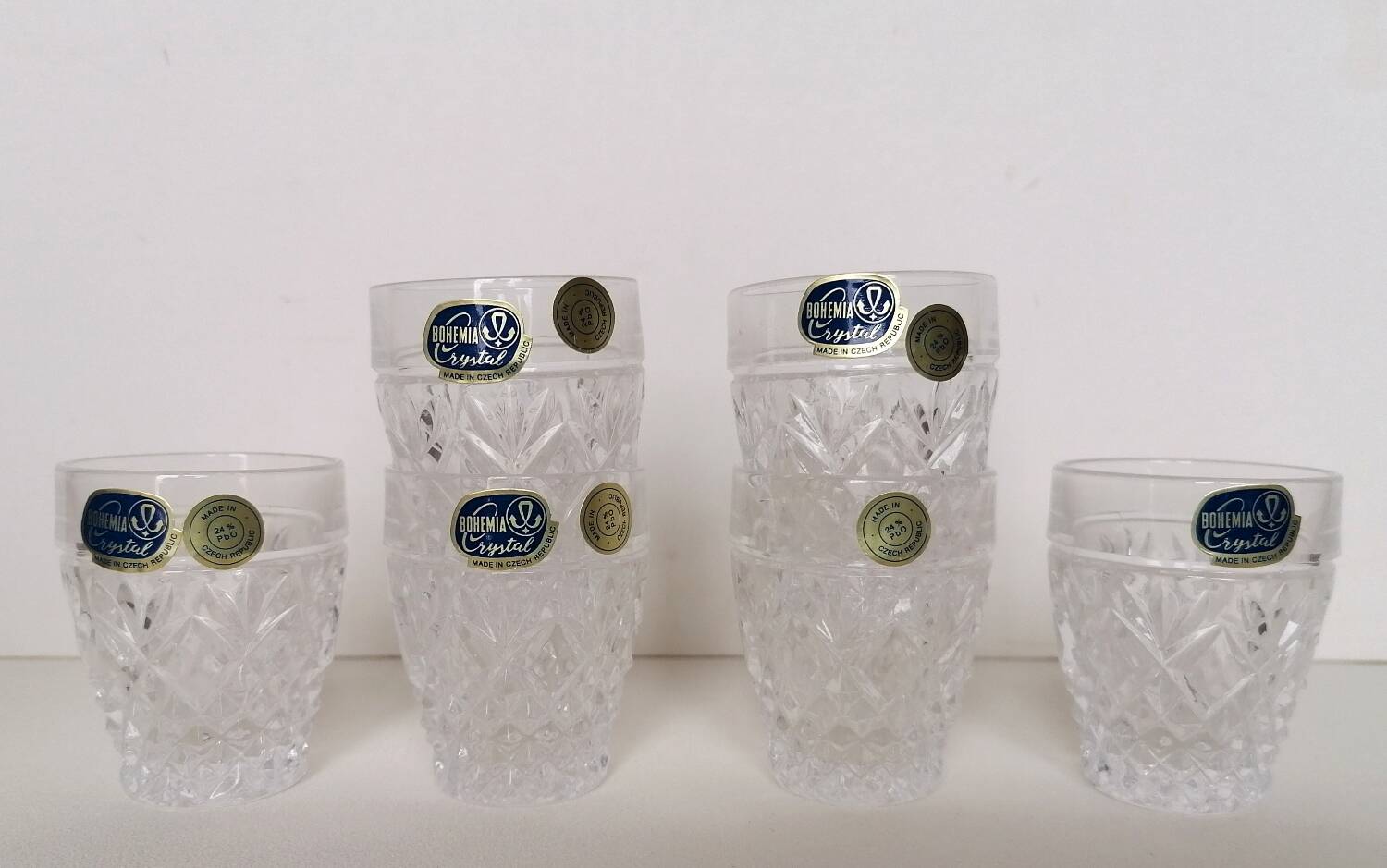 6 bohemian crystal liquor glasses