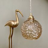 Vintage amber glass globe pendant light