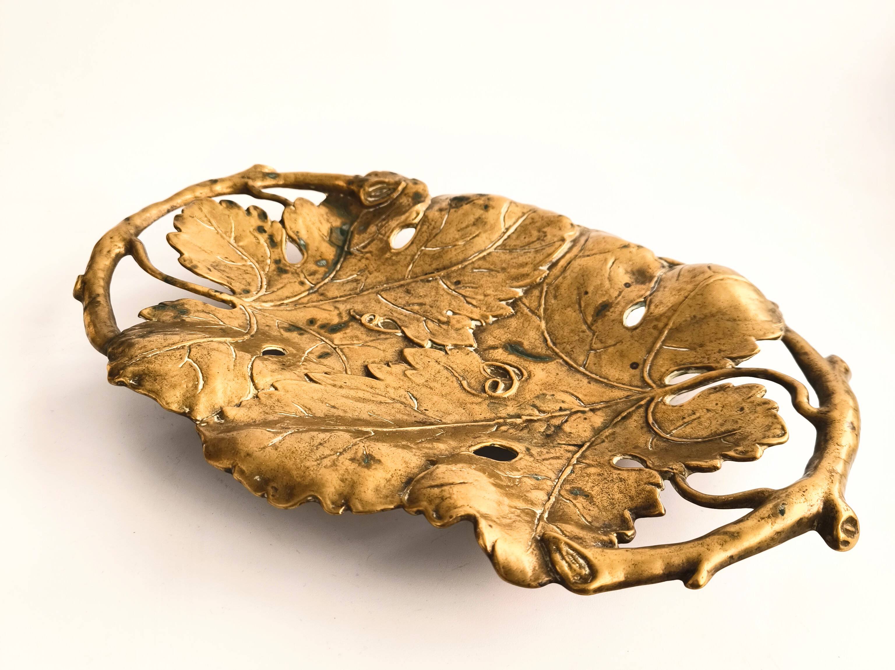 French bronze tray in Oak Leaf style from the 1950s