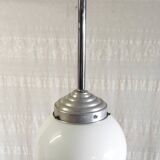 Opaline globe industrial pendant light - mid. 20th century
