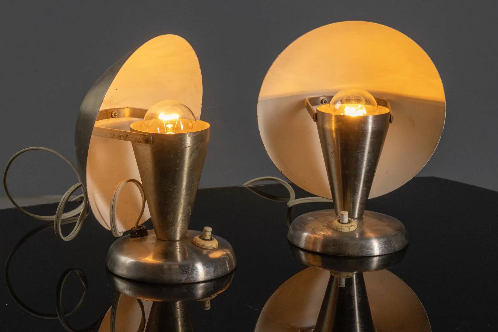 Pair of chrome table lamps, Vladimír Havel, 1960s, Czechoslovakia