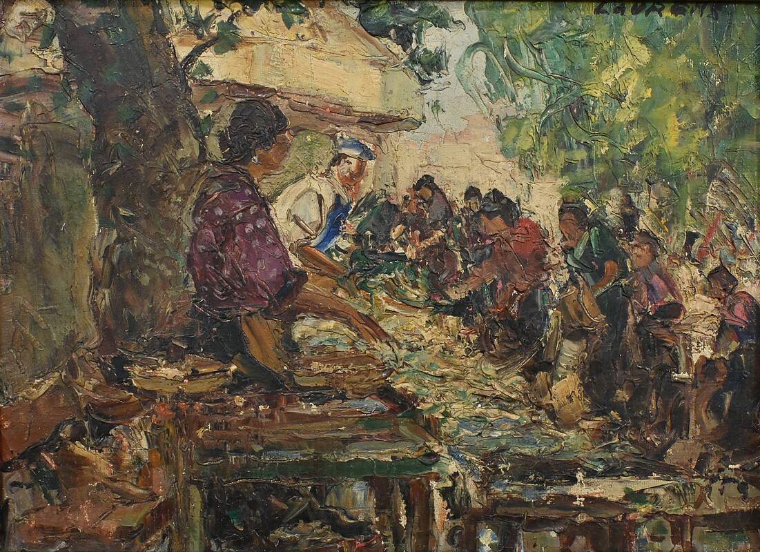Painting “The Market” by Laurens – Early 20th century