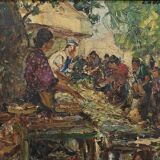 Painting “The Market” by Laurens – Early 20th century