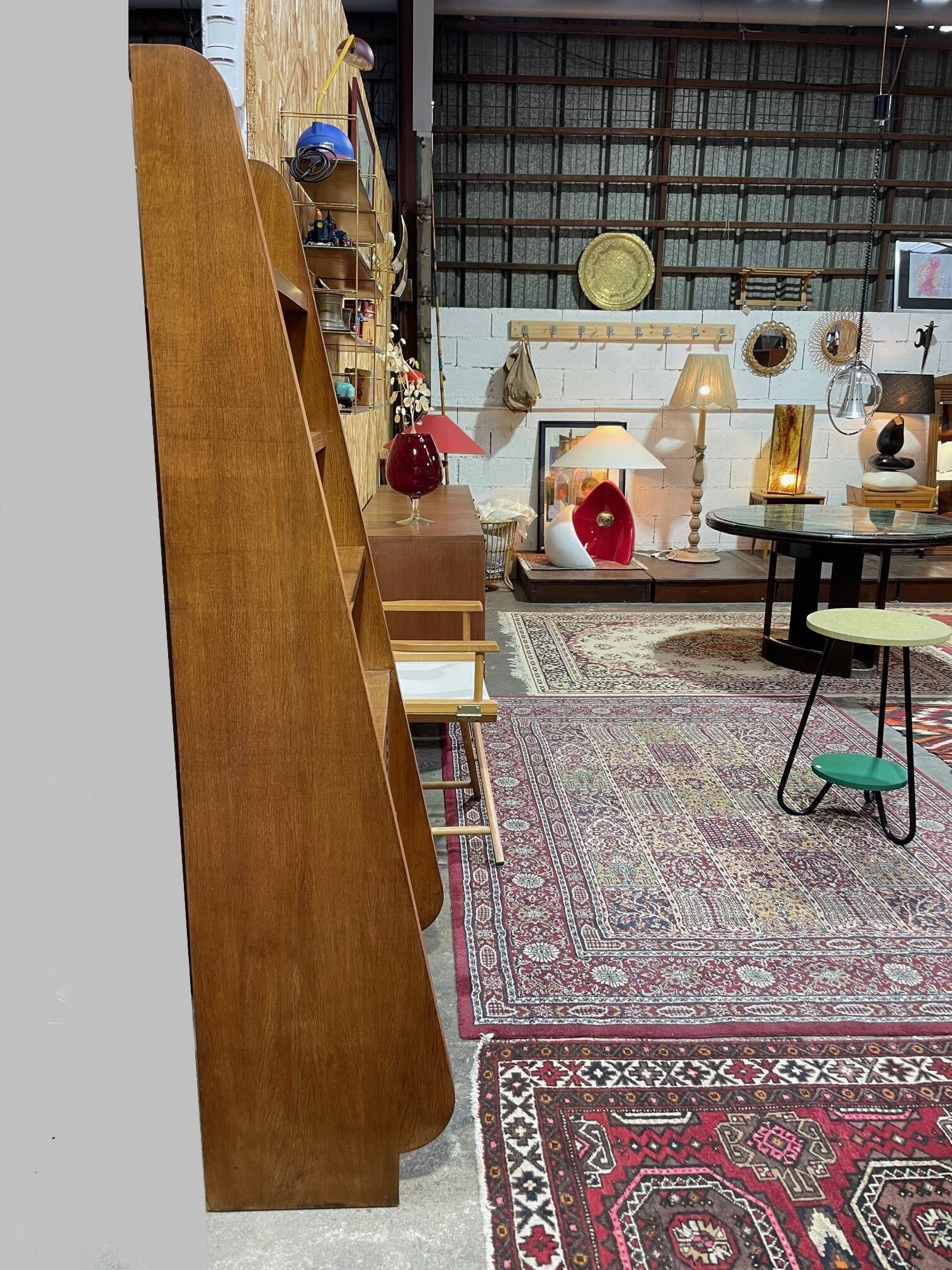 Vintage oak library designed in the 1950s.