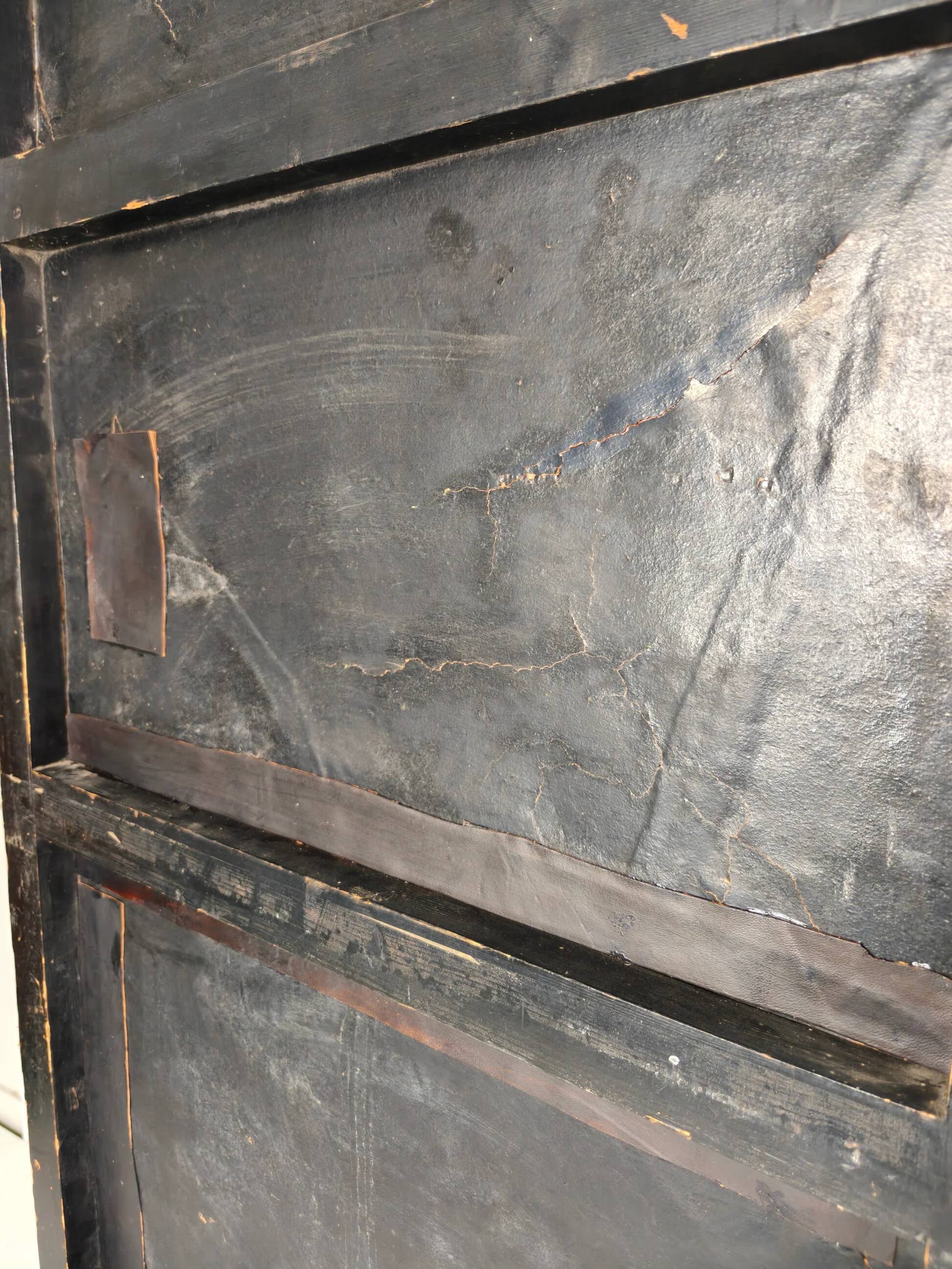 Late 18th-century Belgian embossed leather folding screen – after Daniel Marot