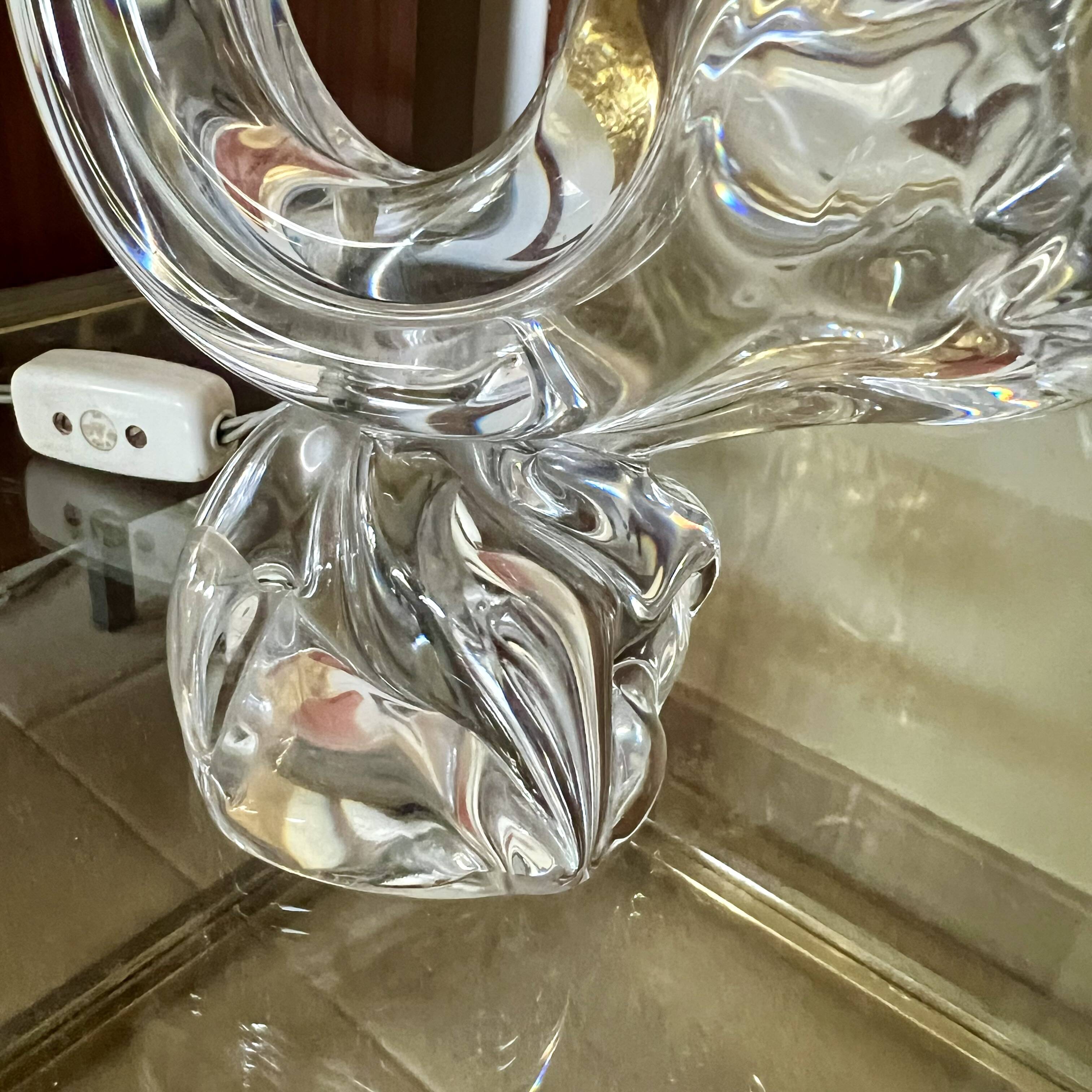 1960s Crystal Art Table Lamp for Daum France
