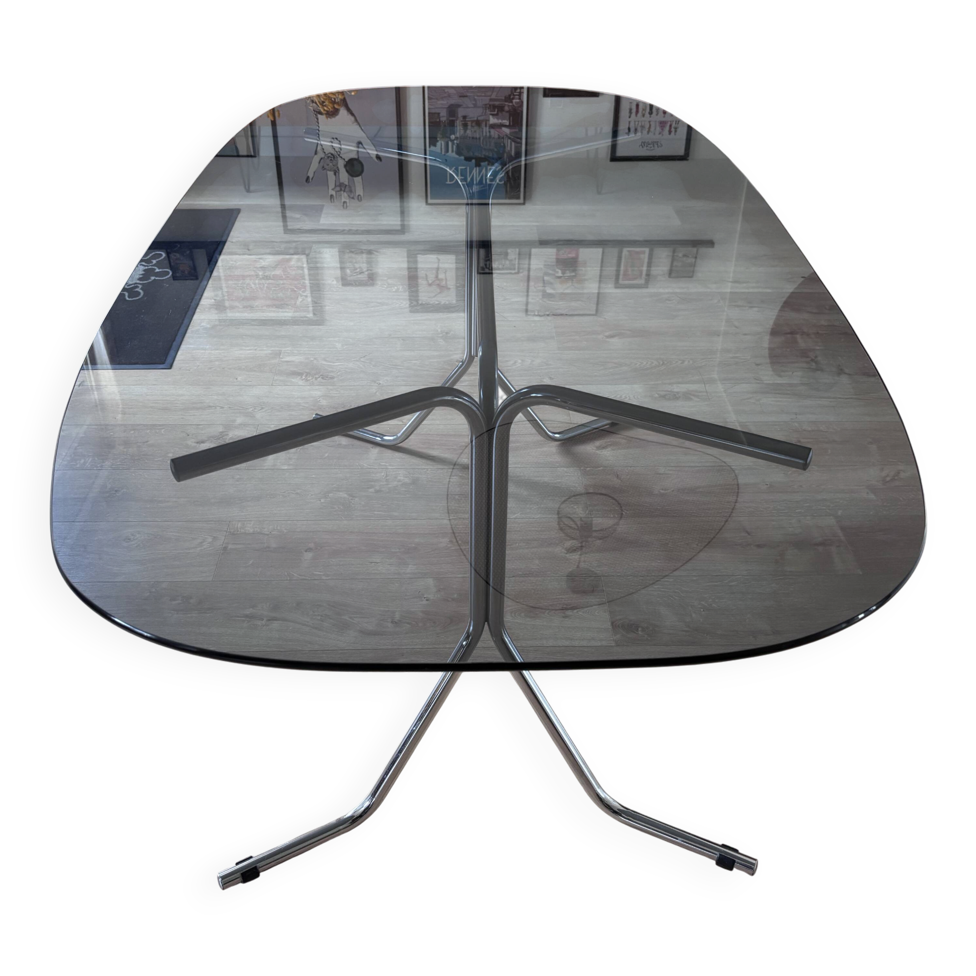 Glass and chrome table