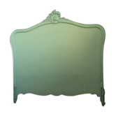 Tête de lit ancienne vert bois sculpté