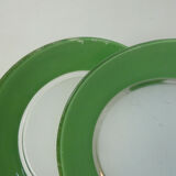 2 flat plates Duralex green Vintage