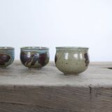 Series of 5 vintage stoneware cups
