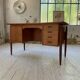 Scandinavian "boomerang" two-sided teak desk Midtjydsk Mobelfabrilk