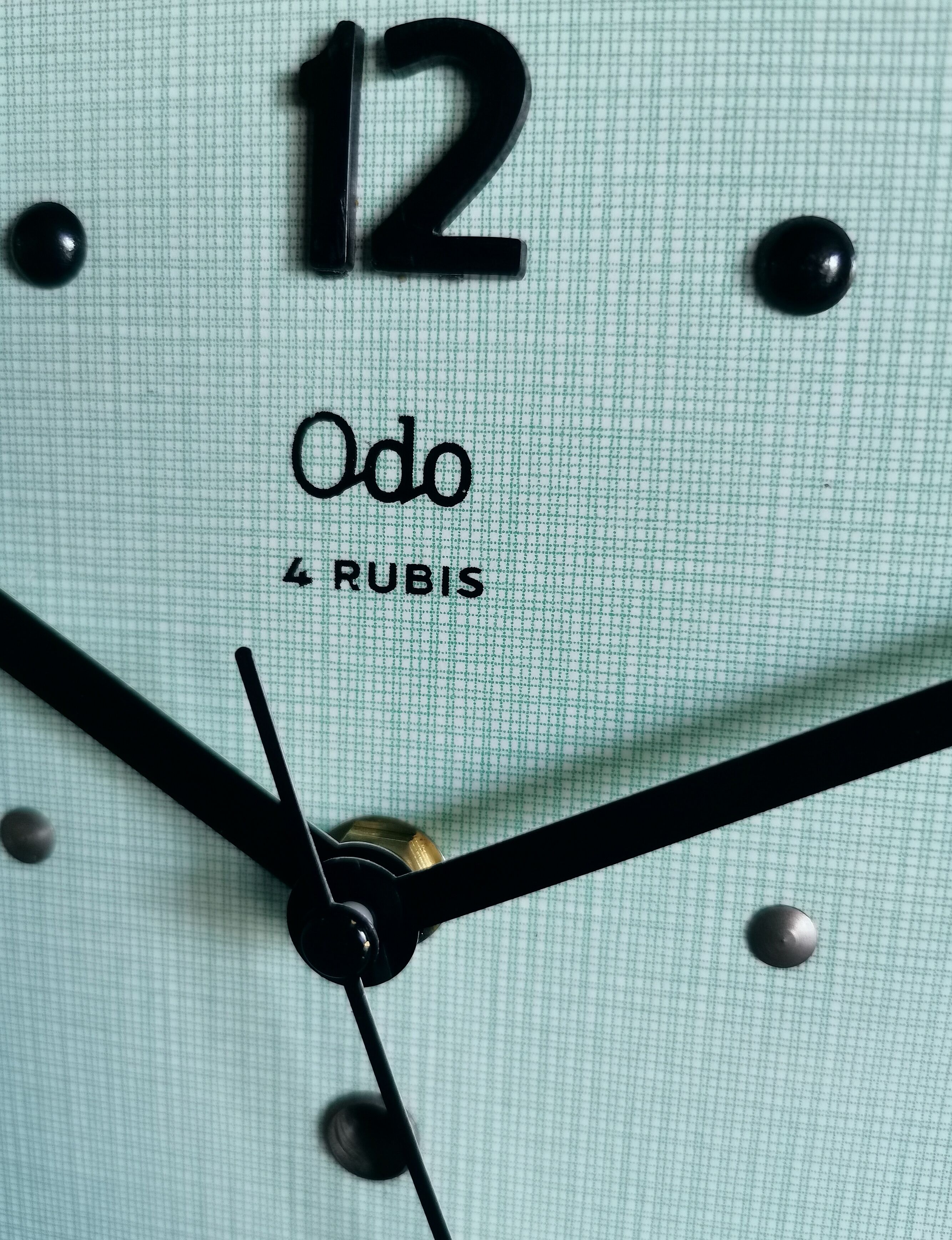 Vintage formica clock rectangular silent wall clock "Odo blue black"