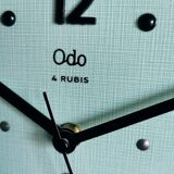 Vintage formica clock rectangular silent wall clock "Odo blue black"