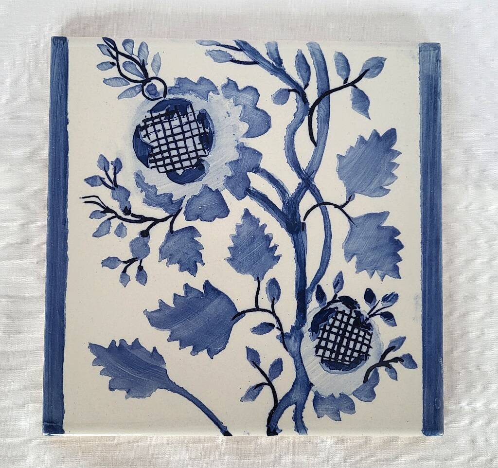 Hand Painted  Portuguese Art Tile Blue & White