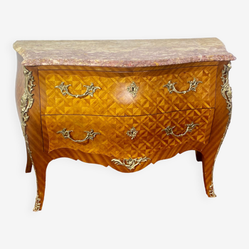 Louis XV style chest of drawers with diamond marquetry